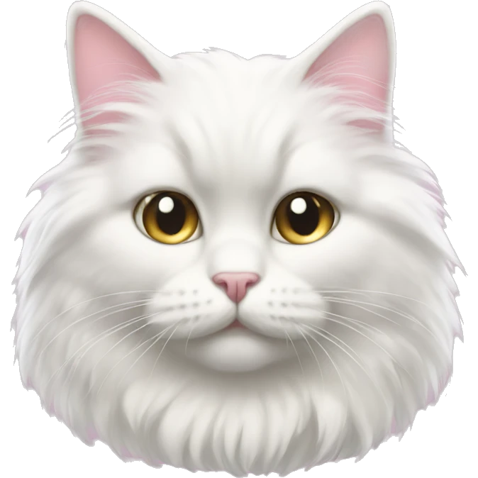 white fluffy cat with light pink bow emoji