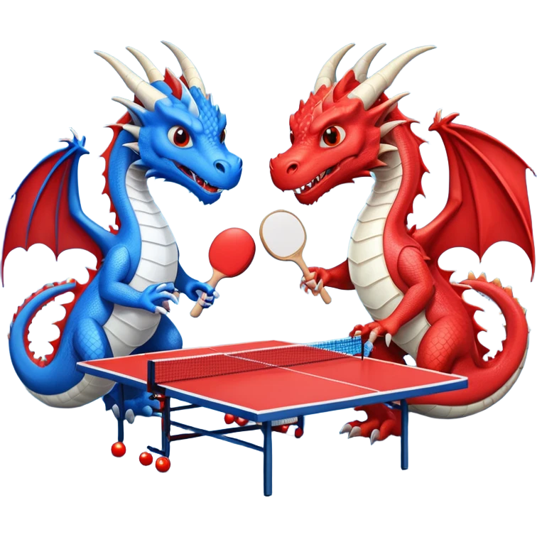 deux dragons qui jouent au ping pong sans la table emoji