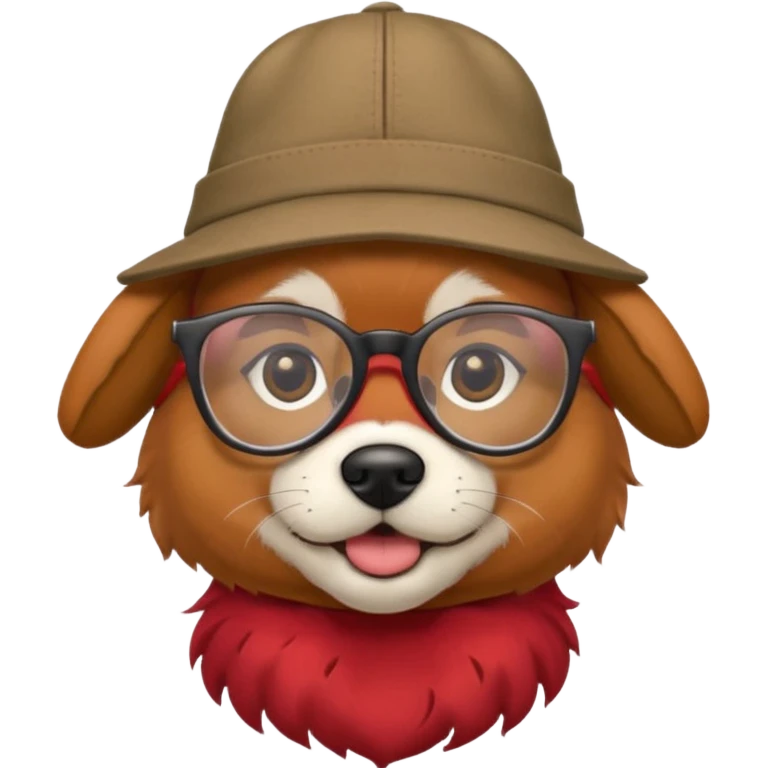 dog with red hair and glassess and hat emoji