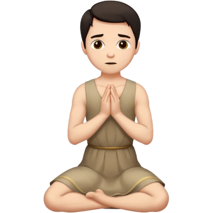 Submissive man on knees wearing female clothes dark hair begging emoji