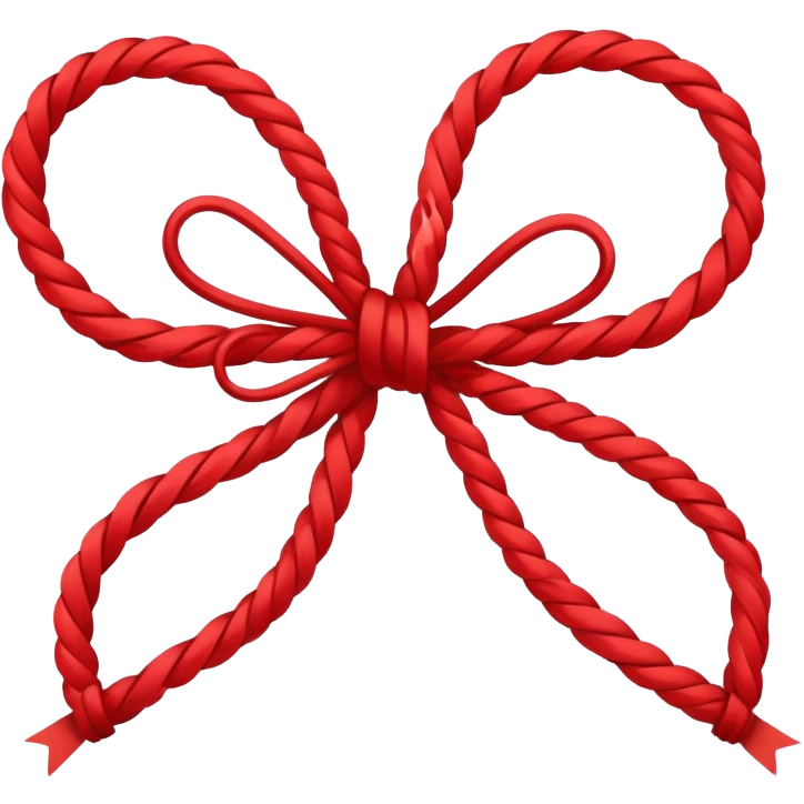 the braided bow like a string with red and white emoji