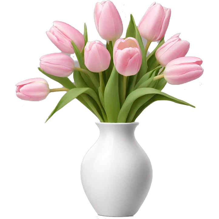 Light pink tulips in white vase emoji