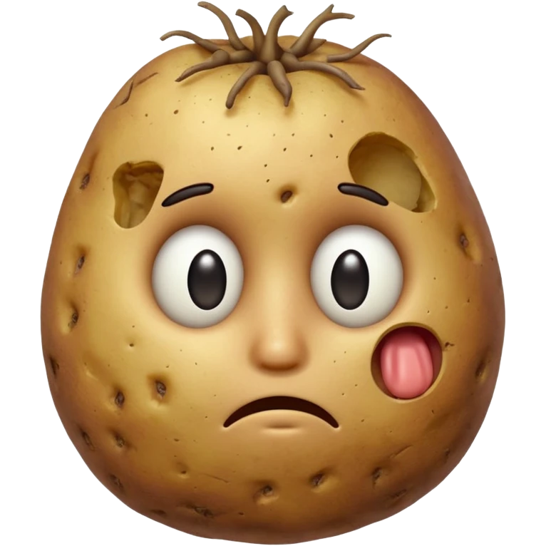 Potato that is confused with hand scratching his head with no mouth and eyes emoji