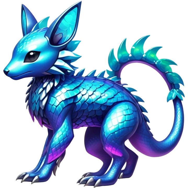  Epic legendary rare Shiny sparkly transparent bioluminescent luminescent vibrant bright pastel dark exotic iridescent colorful gradients futuristic modern metallic glossy glittery fantasy-cyber-Protogen-Fakémon-Pokémon-Vernid-creature emoji