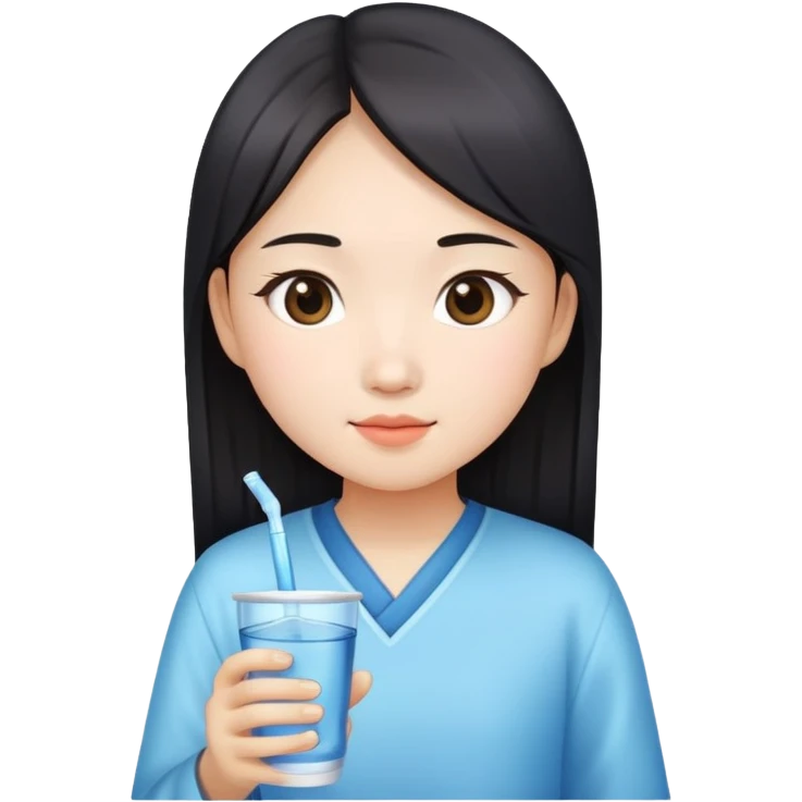 Chinese girl holding a water cup emoji