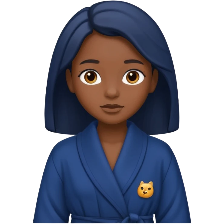 a black girl wearing a navy blue dressing gown  emoji