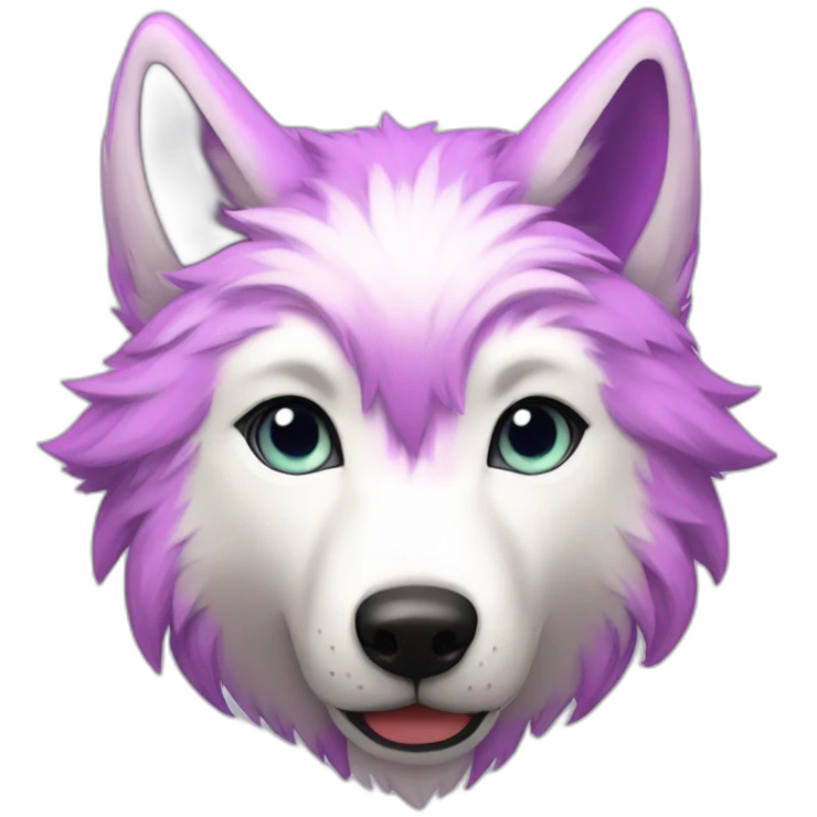 pink white wolf furry purple hair emoji