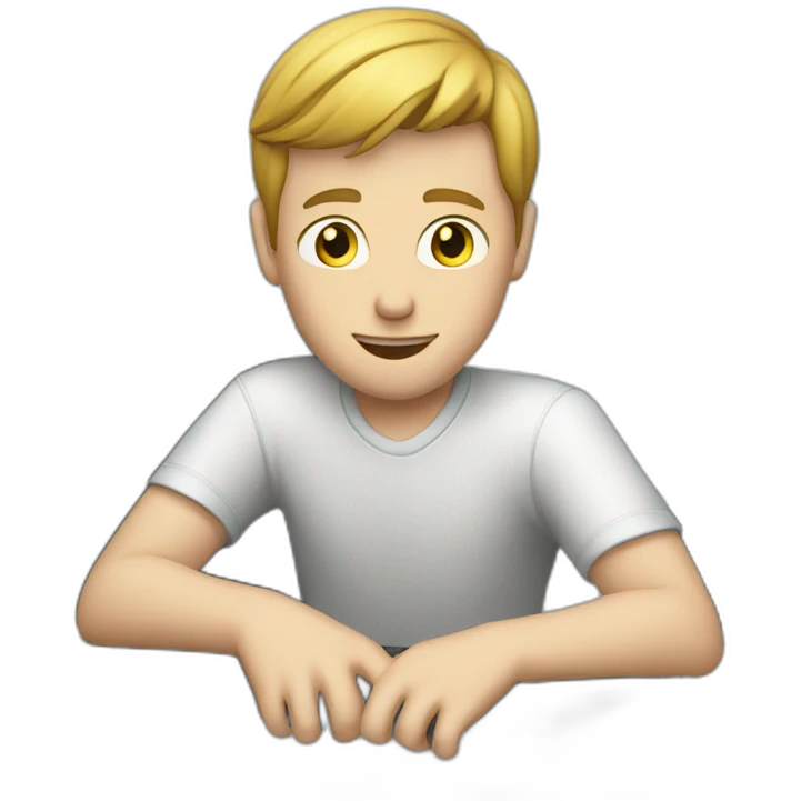 white boy gambling on computer emoji