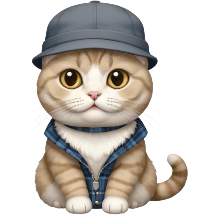 Rengi gri beyaz olan Cinsi scottish fold olan rapci kedi emoji