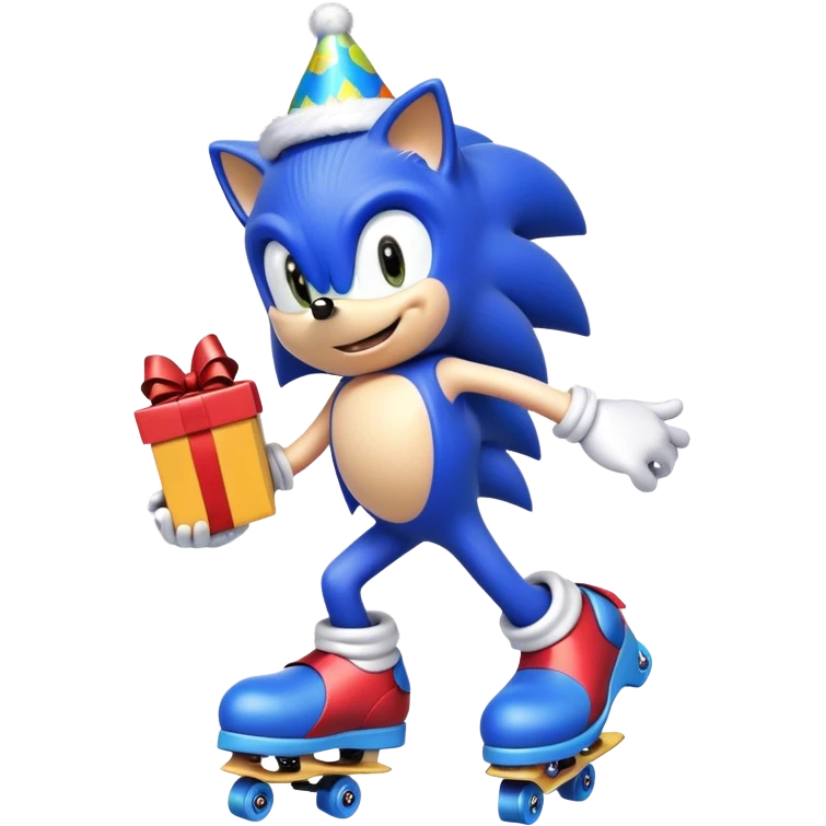 Sonic the Hedgehog rollerskating at a birthday party  emoji