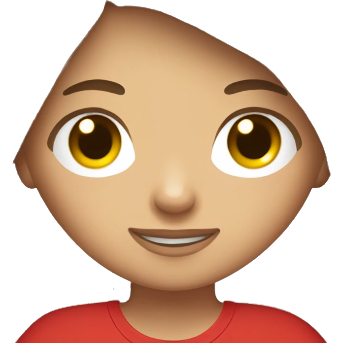 girl with long brown hair, light skin, in scarlet t-shirt, black trousers and with a camera in her hands emoji