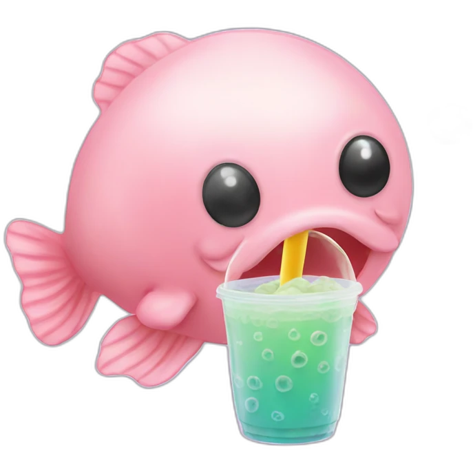 blobfish drinking bubble tea emoji