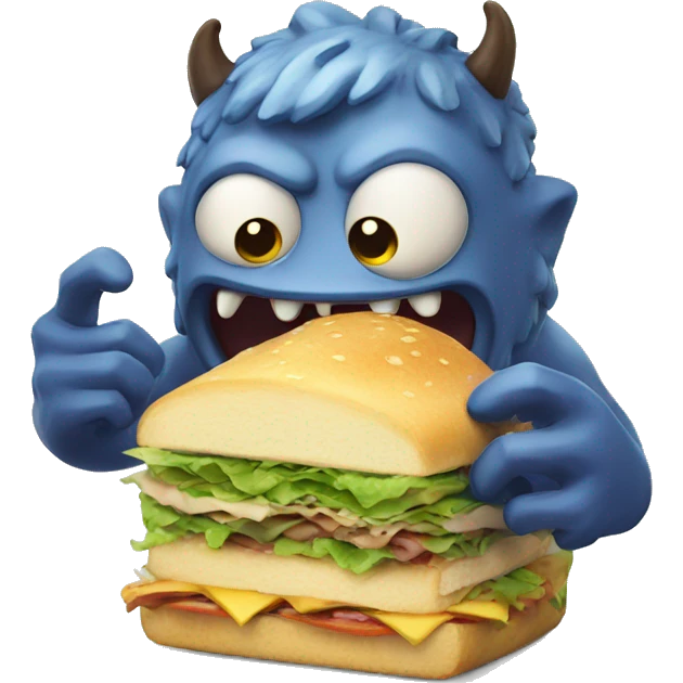 Monster eating sandwich emoji