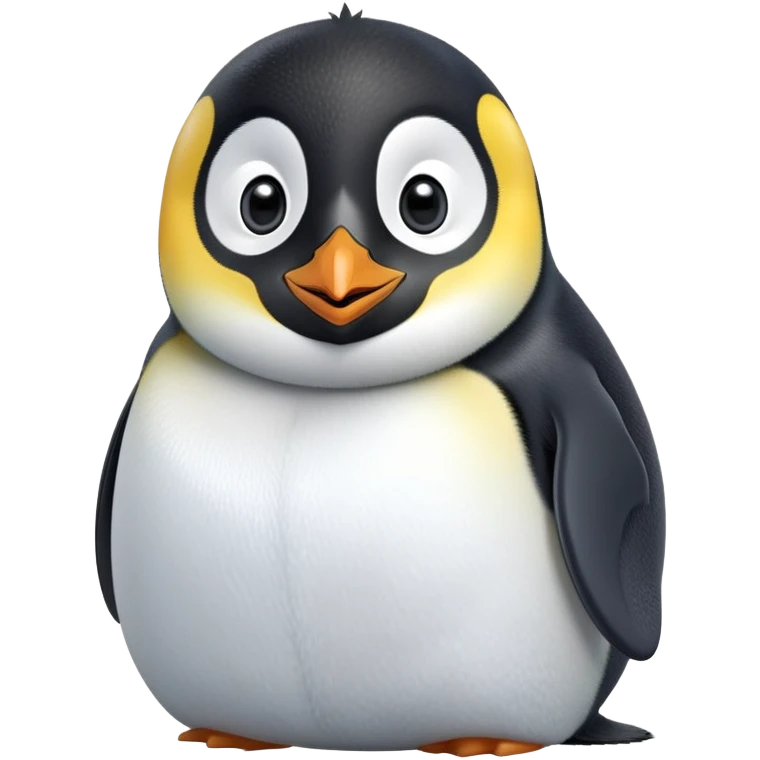 cinematic-cute-emperor-penguin-portrait-emoji,-head-tilted-playfully-and-inquisitively,-with-glossy,-pristine-plumage-accented-by-a-bright-beak-and-round,-sparkling-eyes-filled-with-curiosity,-simplified-yet-irresistibly-adorable-features zoomed into the face emoji
