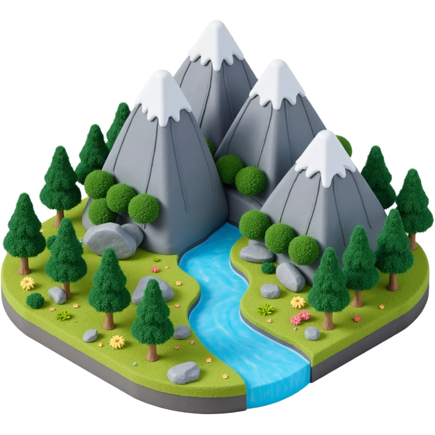 mountains with river flowing and sub emoji