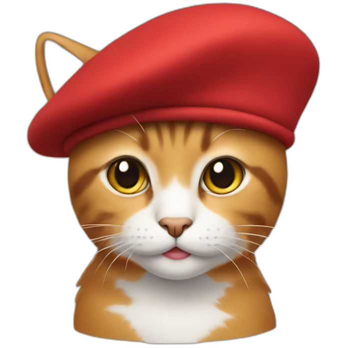 A cat wearing a red beret emoji