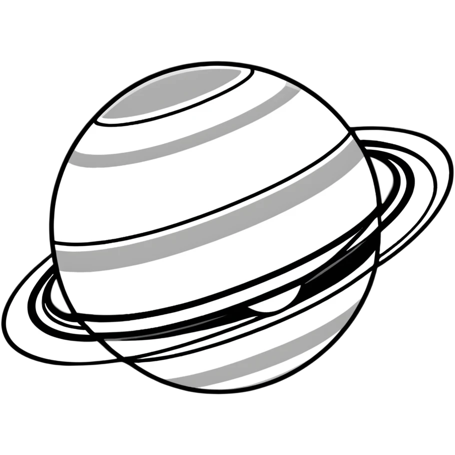 Planet Saturn with rings in monochrome grey colors emoji