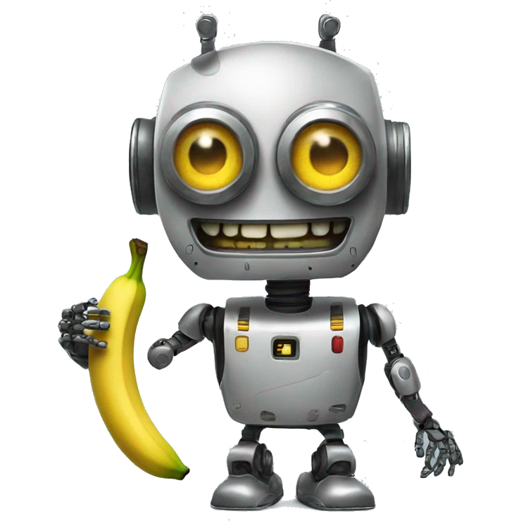 crazy robot with banana emoji
