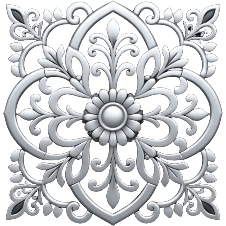 Black and silver filigree design, 3D, extremely detailed design emoji