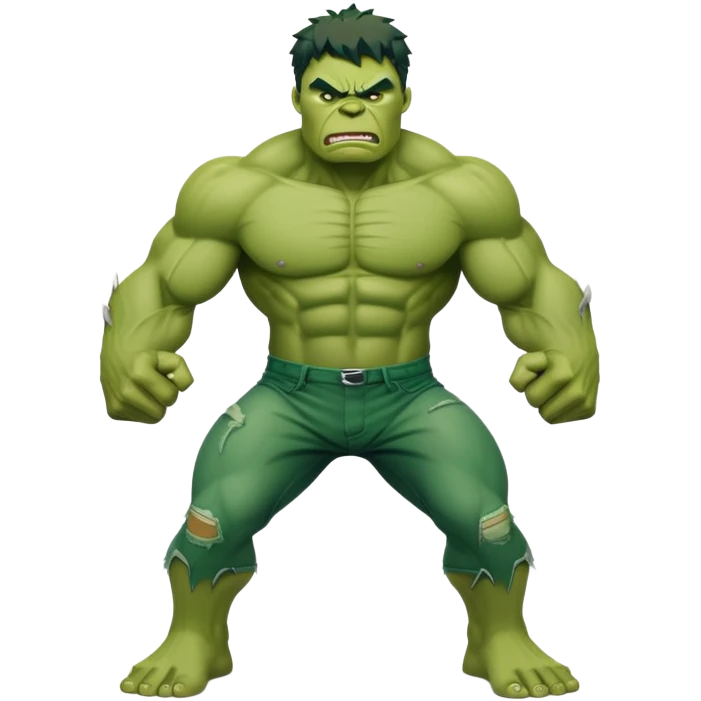 Hulk superhero with green skin, muscular body, angry face emoji