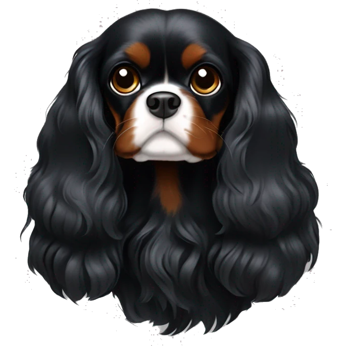 black Cavalier King Charles spaniel. No white or brown coloring on it emoji