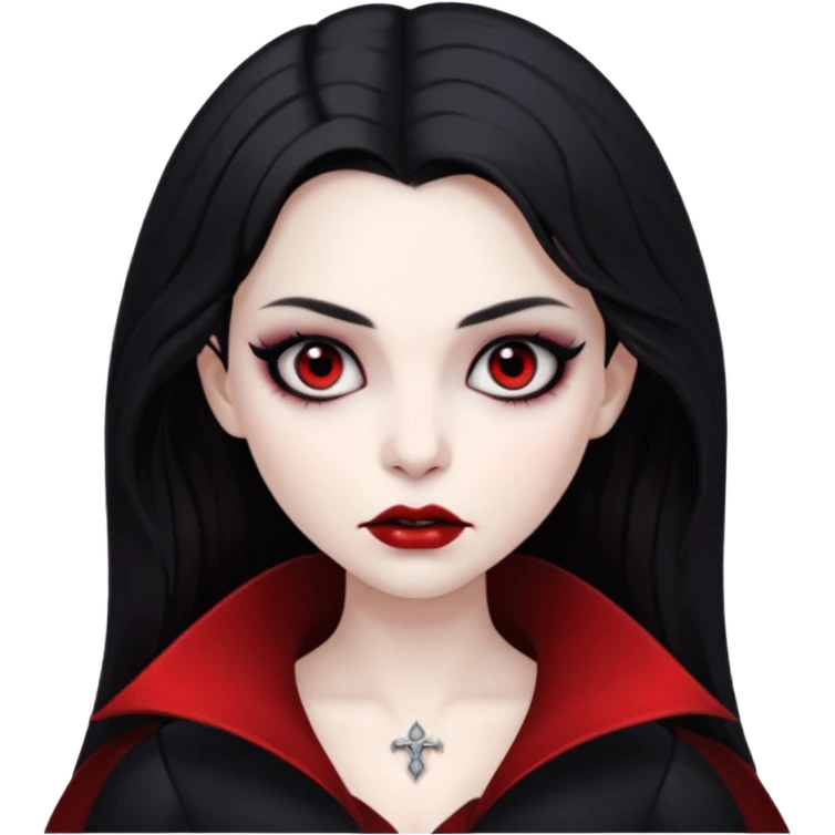 девушка вампир с темными волосами, очень бледной кожей и черным макияжем глаз emoji