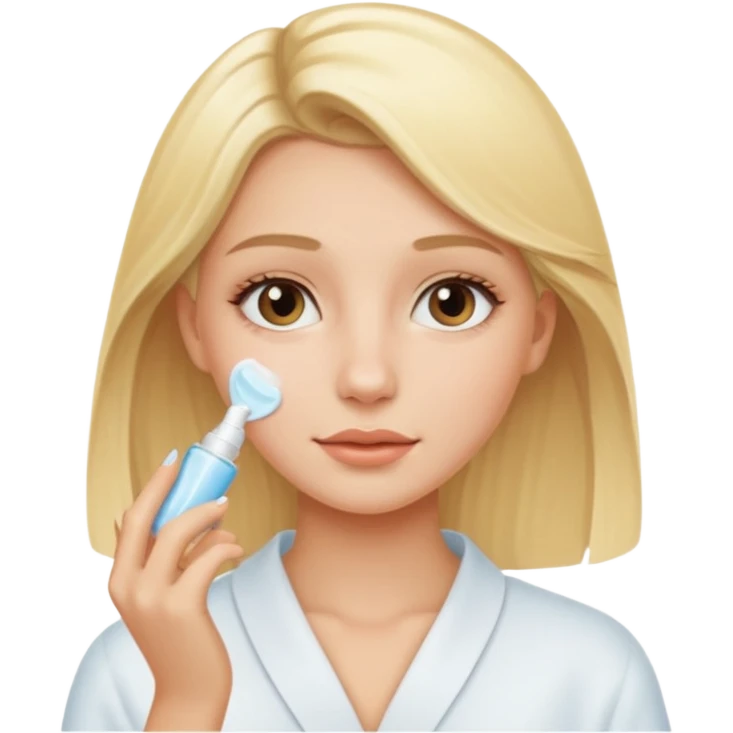 haz una chica rubia haciendose su skincare emoji