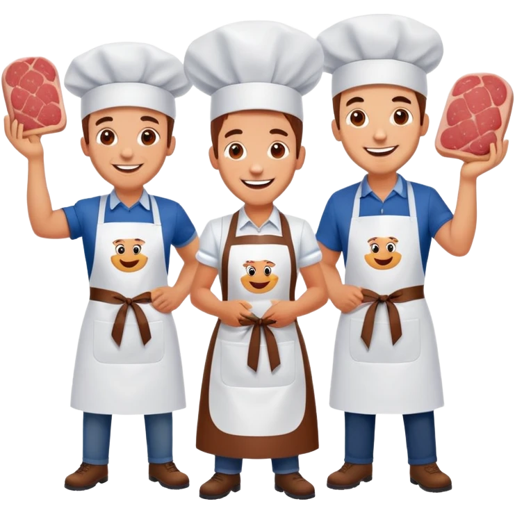 artists welcoming guests at a French  spam meat exhibition  emoji