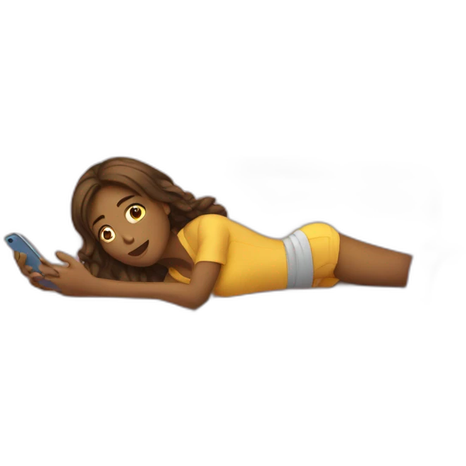 girl lying on couch with phone emoji
