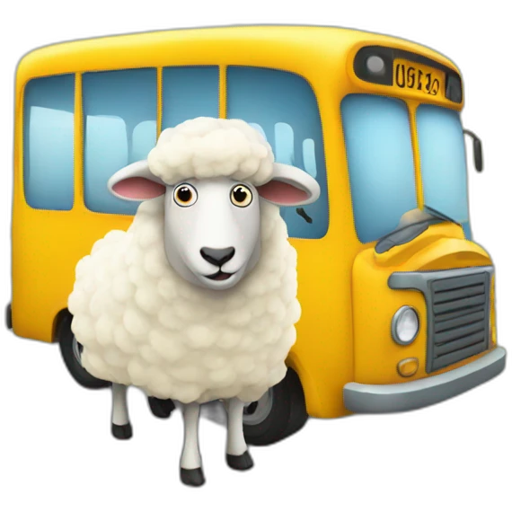Sheep driving a bus emoji