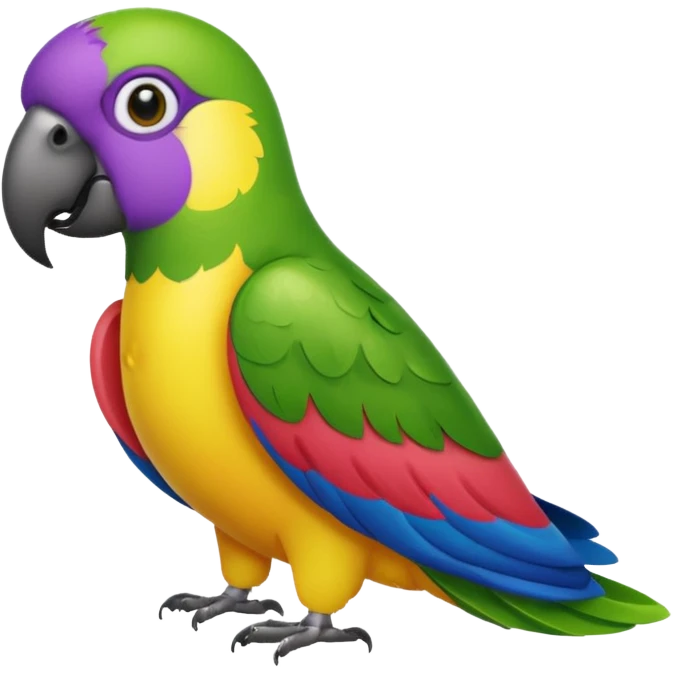 emoji de papagayo morado, sandia y amarillo emoji