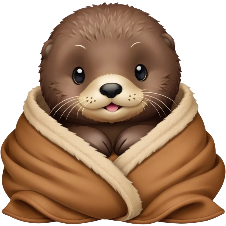 Disney-style cute sea otter in blanket emoji
