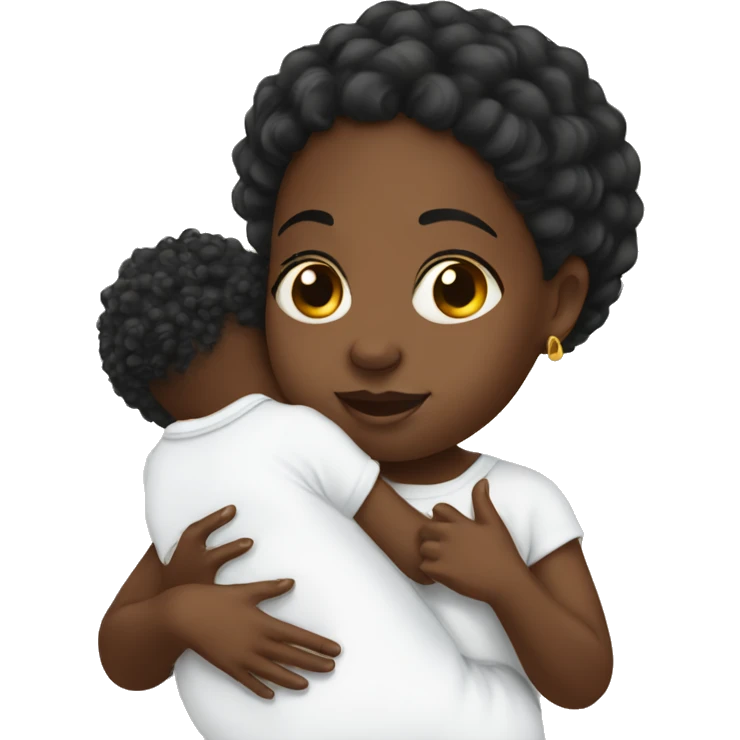 Black girl with white baby emoji