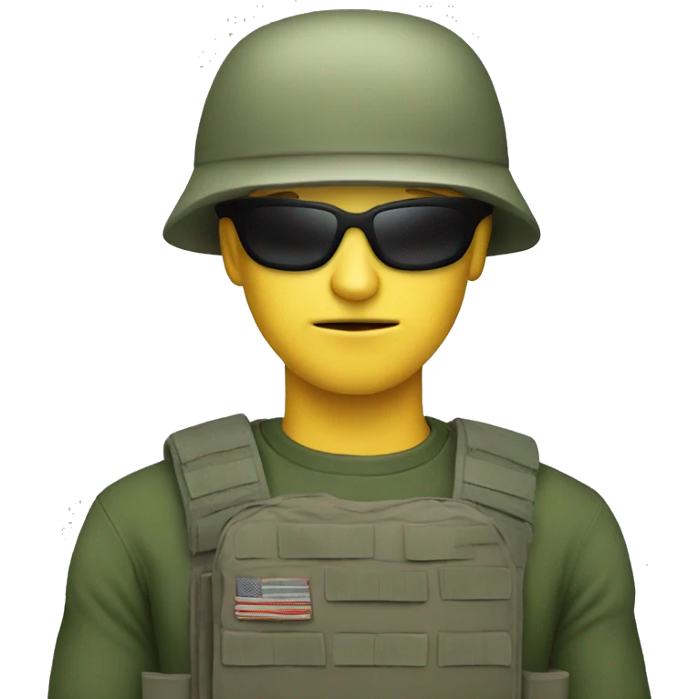 military hacker with computer emoji