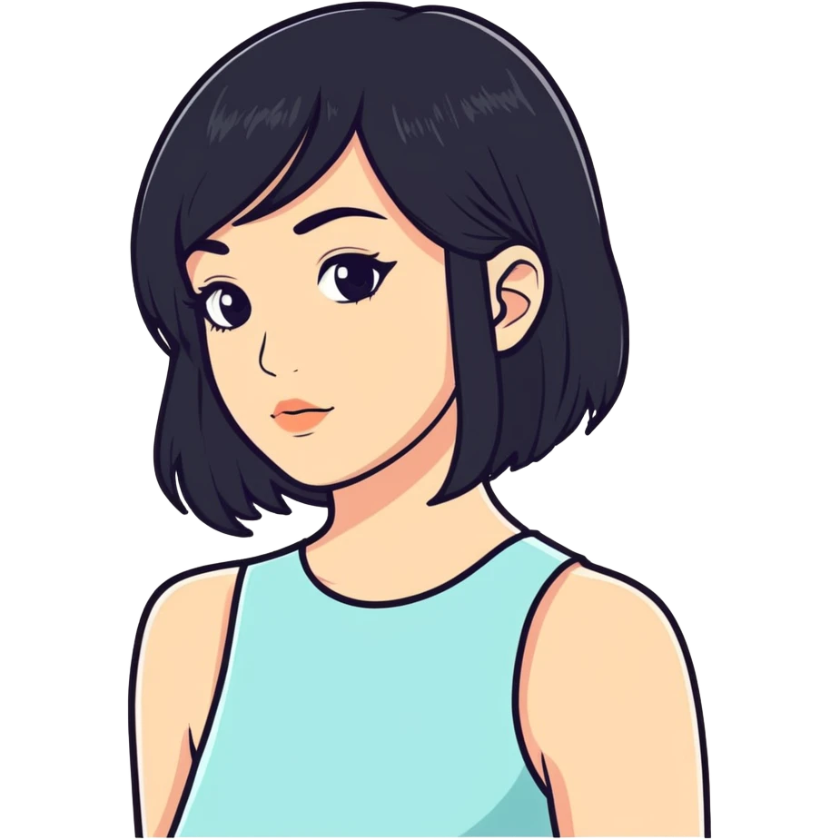 Mujer blanca bonita de cabello negro  emoji