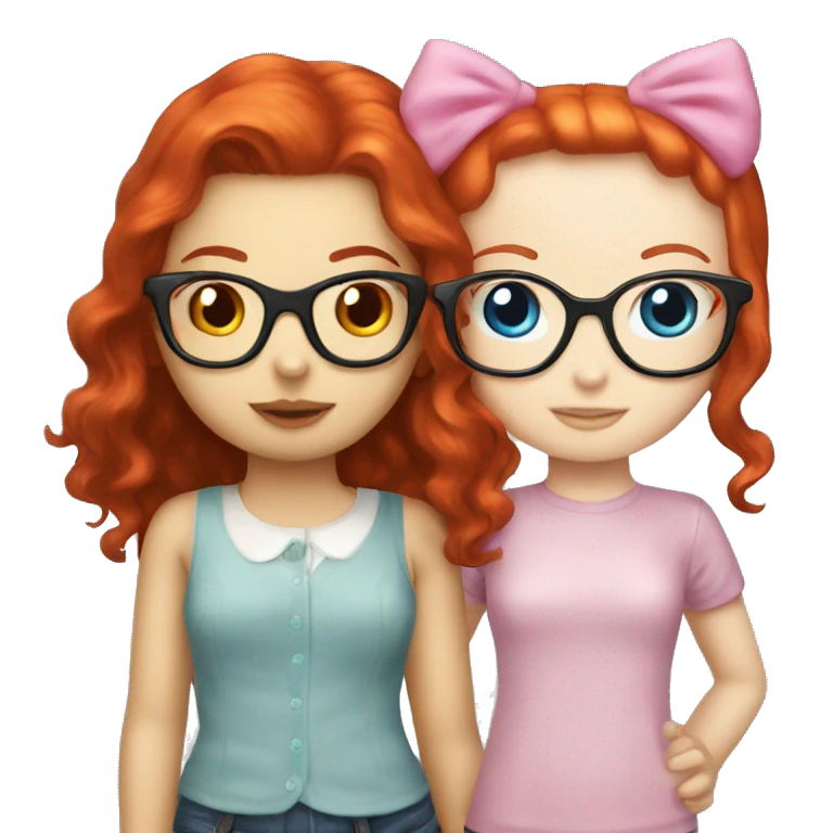 hello kitty and redhead girl with glasses  emoji