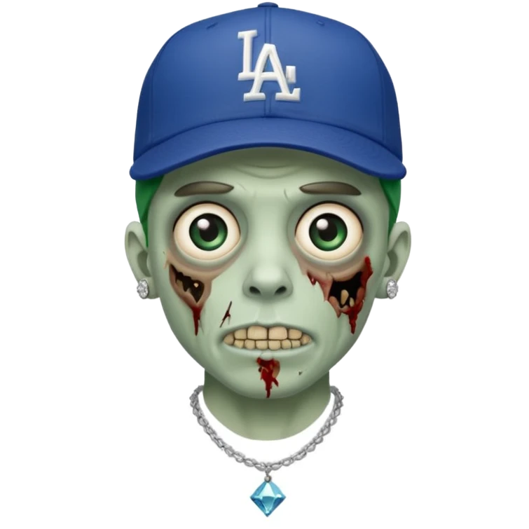Zombie con gorra de los Dodgers y cadena con diamantes  emoji