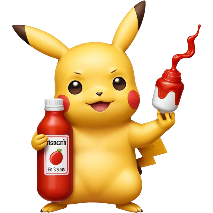 Pikachu eating ketchup  emoji