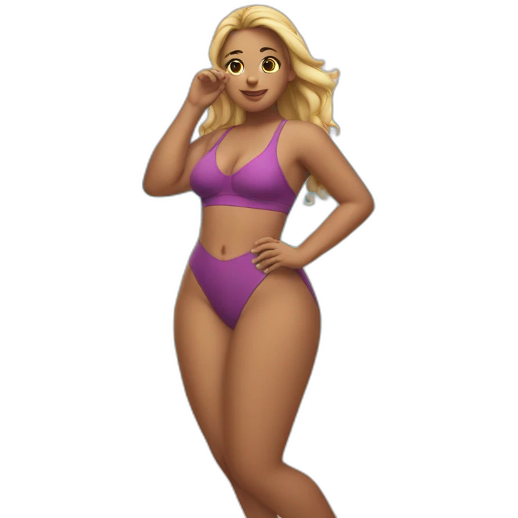 Slim-Thicc caucasian woman swimsuit posing emoji