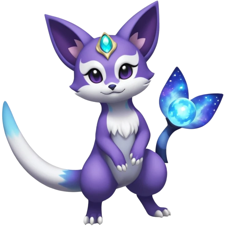 Nebula Celestial Lunar Starry Galactical Stellar Buizel-Minccino-Purrloin-Lunala-Meowstic-hybrid-fusion-creature (full body) emoji