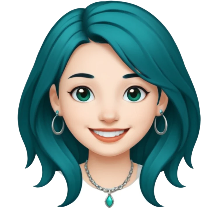 Can you make a girl with dark teal hair and a septum piercing emoji