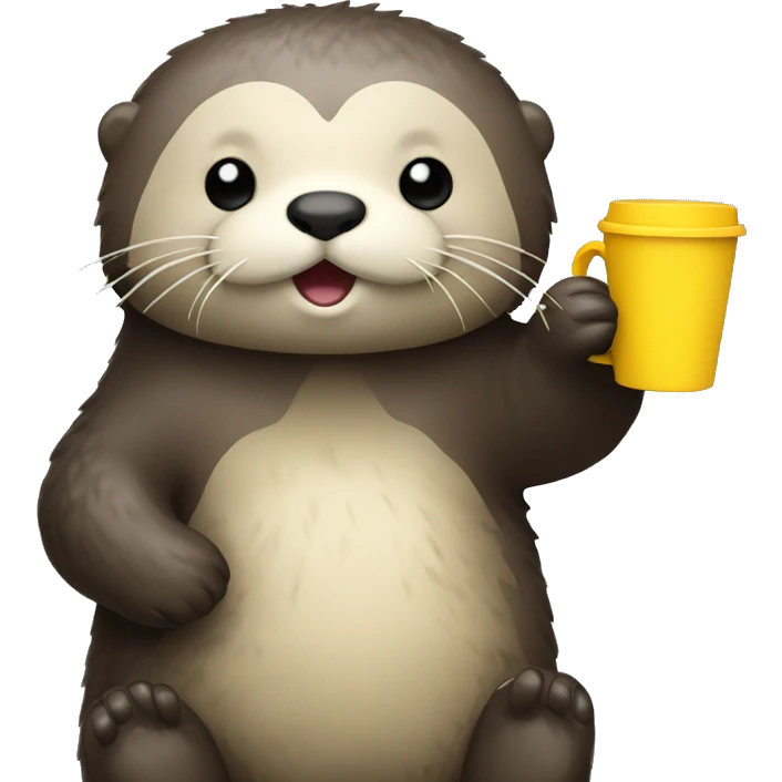 sea otter with yellow cup in hands emoji