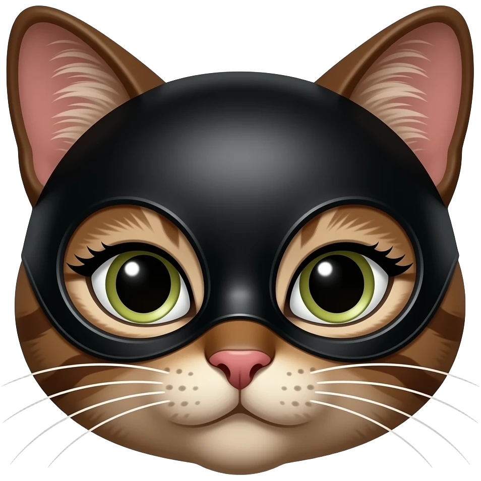 Only show the head A brown cat that looks like Cat woman with long lashes emoji