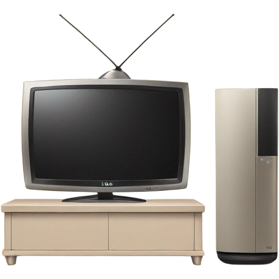 Lg tv on a beige tv stand emoji