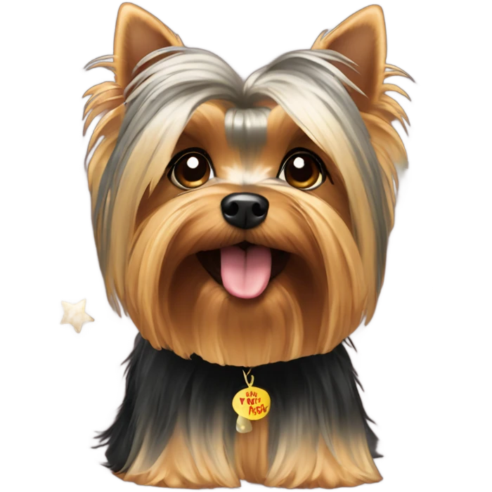 Yorkie with happy new year  emoji
