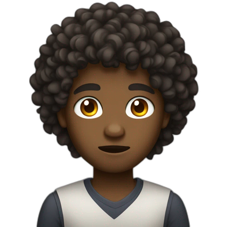 a black boy with curly hair and brown eyes who is angry emoji