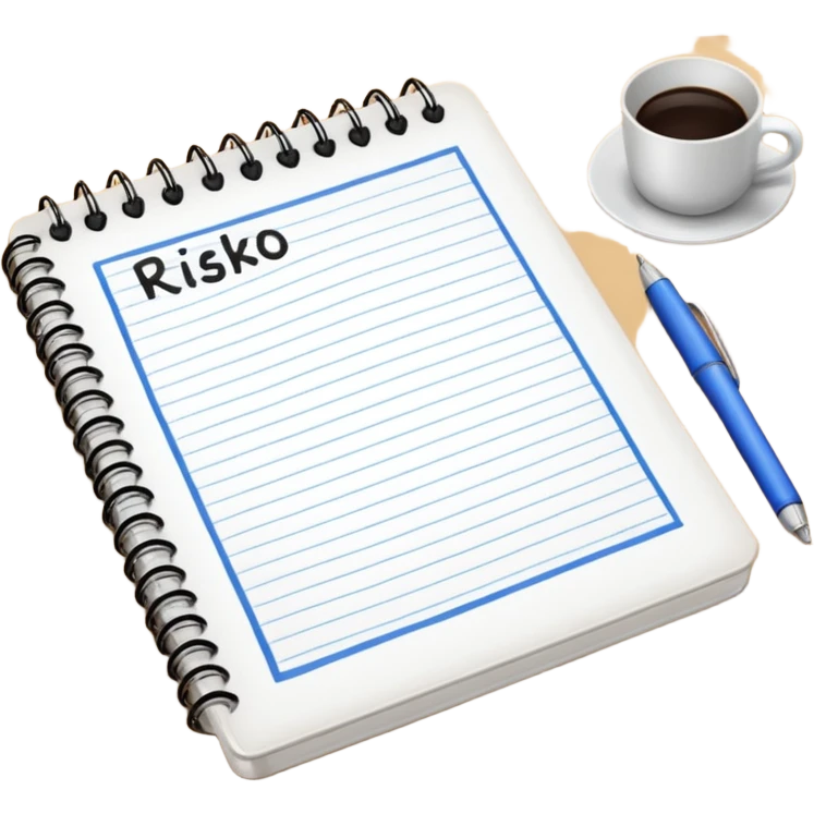 Mach mir ein Heft das auf einem schreibtisch liegt wo RISIKO draufsteht emoji