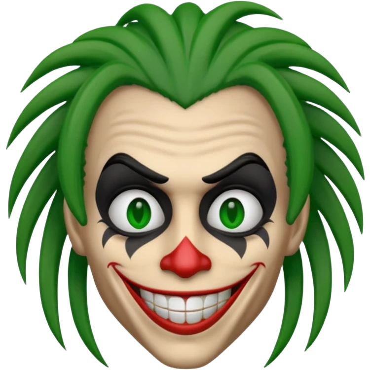 black joker face with green dreadlocks and digital binary accents emoji