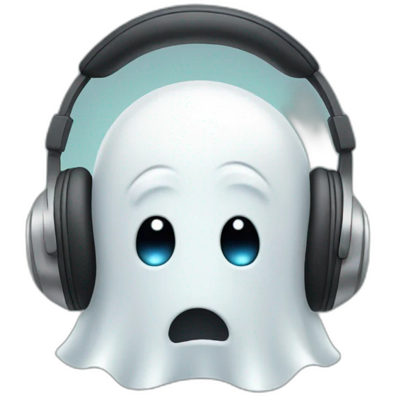 shy ghost wearing headphones emoji