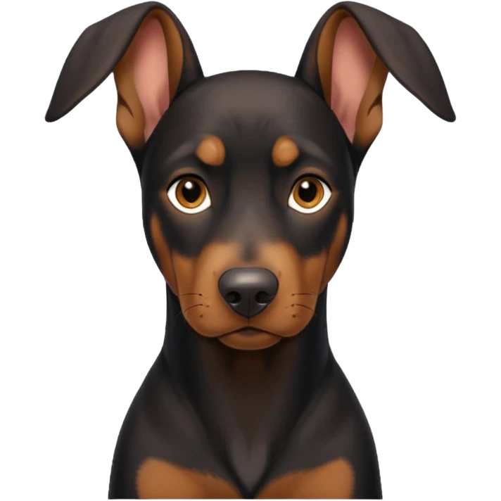 black and tan doberman portrait with floppy ears emoji